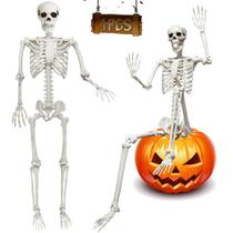 Esqueleto em tamanho real UMEELR 1,8 m com juntas móveis Halloween Esqueleto em tamanho real UMEELR 1,8 m com juntas móveis Halloween