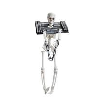 Esqueleto Halloween pra Pendurar Acorrentado Na Guilhotina 42 cm