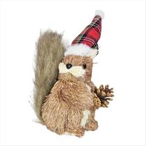 Esquilo Com Gorro Segurando Pinha Enfeite Natalino Rústico Em Fibra Natural 15Cm Esquilo Com Gorro Segurando Pinha Enfeite Natalino Rústico Em Fibra Natural 15Cm