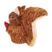 Esquilo De Palha De Natal Enfeite Decorativo Pendente 12 Cm Com Gravata