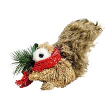 Esquilo De Palha Mini Nevado 16X22X9Cm Enfeite De Natal