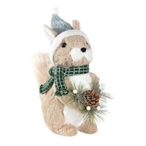 Esquilo de Palha Natal com Gorro Verde Decoração Natalina 32cm Cromus Esquilo de Palha Natal com Gorro Verde Decoração Natalina 32cm Cromus