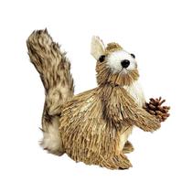 Esquilo De Palha Natalino Pinha 18X8X24Cm Enfeite De Natal