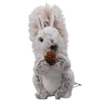 Esquilo decorativo mesclado com cauda peluda e pinha - 24cm
