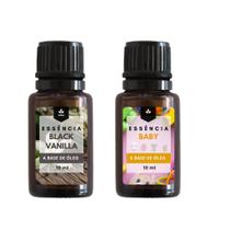 Essência Black Vanilla e Baby a Base de Óleo 10ml - Para Difusor de Ambiente e Aromatizador