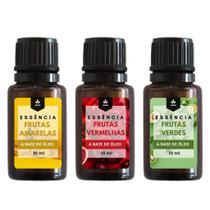 Essência Frutas Vermelhas, Frutas Verdes e Frutas Amarelas 10ml Super Concentradas - Kit 03 Unidades