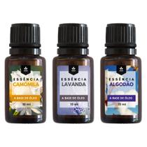 Essência Lavanda Algodão e Camomila 10ml - Kit 03 Unidades