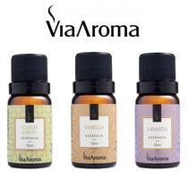 Essência Via Aroma - Kit 3 Aromas Vanilla - Capim Limão - Breeze - para Difusor Aromatizador