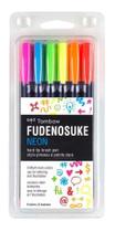 Est Canetas Fudenosuke Neon Colors C/6 Cores Tombow