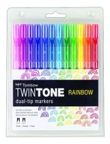 Est Marcador Dual Twin Tone Rainbow C/12 Cores Tombow