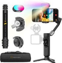 Estabilizador de Cardan AOCHUAN 3 Eixos com Luz RGB - para iPhone e Android