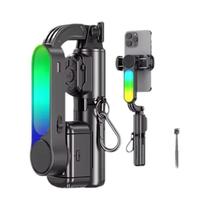 Estabilizador De Gimbal Com Luzes RGB, Tripé E Bastão De Selfie Anti-Vibração Extensível Para