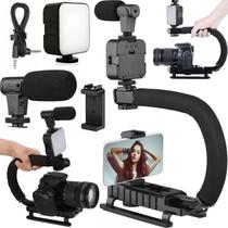 Estabilizador de Imagem Câmera Dslr Suporte Para Celular Steadicam Painel Luz Microfone Direcional Filmagem Profissional Estabilizador de Imagem Câmera Dslr Suporte Para Celular Steadicam Painel Luz Microfone Direcional Filmagem Profissional