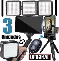 Estabilizador de Imagem Suporte Celular Com 3 Painel de Luz Iluminação Profissional Tripé Gravação de Vídeo Foto Selfie