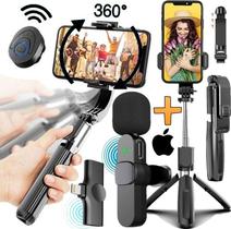 Estabilizador de Imagem Tripé Suporte Apoio Celular Monopé Câmera Microfone de Lapela Sem Fio Ios Gravação Vídeo Selfie - Leffa Shop