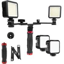 Estabilizador De Mão Manopla Greika + Iluminação Luz Led Duplo