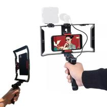 Estabilizador Gaiola Cage P/ Celular + Mini Tripé De Mesa Vertical e Horizontal