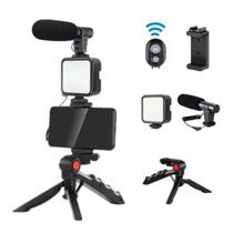 Estabilizador Gimbal Celular Câmera Luz Led Tripé para Youtuber/Streaming/Podcast/Selfie Kapbom KA-5673