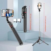 Estabilizador Gimbal Com Rotação De 360 graus, Bastão De Selfie Tripé Com Luz Para Celulares iPhone,