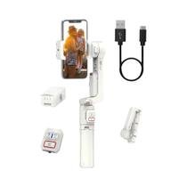 Estabilizador Gimbal Portátil com Haste de Extensão e Luz de Preenchimento - para iPhone e Samsung