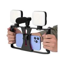 Estabilizador Portátil Com Suporte Rotativo Para Celular, Microfone E Luz De Preenchimento Para Estabilizador Portátil Com Suporte Rotativo Para Celular, Microfone E Luz De Preenchimento Para