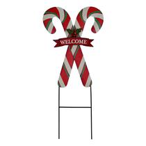 Estaca de jardim Christmas Candy Cane Metal 27 cm Feliz Natal Estaca de jardim Christmas Candy Cane Metal 27 cm Feliz Natal