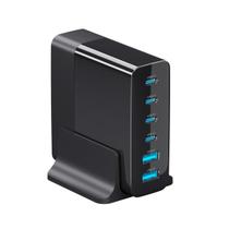 Estação Carregador Turbo Celular Tomada 2 USB 4 TIPOC 80W Dock