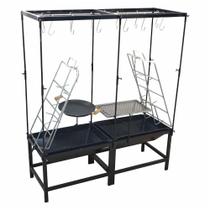 Estação Churrasco Dupla Fogo Chão Picanheira Grelha E Varal