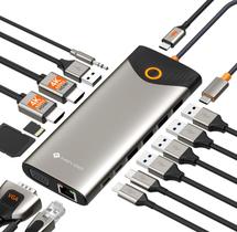 Estação de acoplamento NOVOO USB C Dual Monitor 15 em 1 com 100W PD Estação de acoplamento NOVOO USB C Dual Monitor 15 em 1 com 100W PD