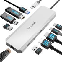 Estação de acoplamento para laptop WAVLINK de 10 Gbps com HDMI duplo de 100 W PD Estação de acoplamento para laptop WAVLINK de 10 Gbps com HDMI duplo de 100 W PD