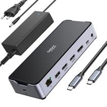 Estação de acoplamento USB C, 3 monitores, laptop, USB C Dock 150W