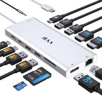 Estação de acoplamento USB C Dual Monitor 14 em 1 para Dell/Lenovo/HP Estação de acoplamento USB C Dual Monitor 14 em 1 para Dell/Lenovo/HP
