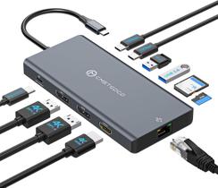 Estação de acoplamento USB-C JCYMELE 12 em 1 para 3 monitores com PD de 100W