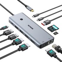 Estação de acoplamento USB-C MOKiN 12 em 1 com 3 HDMI 4K e PD de 100 W Estação de acoplamento USB-C MOKiN 12 em 1 com 3 HDMI 4K e PD de 100 W