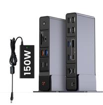Estação de acoplamento USB-C Tobenone Triple 4K, adaptador de energia de 150 W