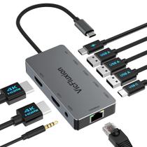 Estação de acoplamento USB-C Vicfluxion 9 em 1 com HDMI duplo 4K Estação de acoplamento USB-C Vicfluxion 9 em 1 com HDMI duplo 4K