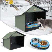 Estação de Alimentação para Gatos Dreyoo - Com Tigela de Água Aquecida (Azul)