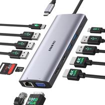 Estação de Ancoragem IAVKYU 13 em 1 - USB-C Hub para 3 Monitores