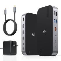 Estação de ancoragem para laptop LIONWEI 16 em 1, monitor triplo USB C