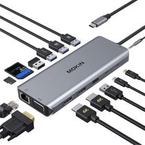 Estação de ancoragem USB-C MOKin, monitor duplo 14 em 1 com HDMI