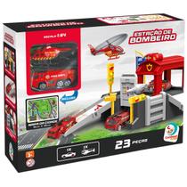 Estação De Bombeiro Infantil Pista De Carrinhos Com 23 Peças Estação De Bombeiro Infantil Pista De Carrinhos Com 23 Peças