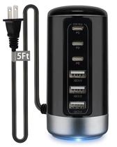 Estação de carregamento EGK Universal USB e USB-C 60W 6 portas 3A Estação de carregamento EGK Universal USB e USB-C 60W 6 portas 3A