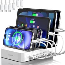 Estação de carregamento MSTJRY, organizador multidispositivo USB de 6 portas Estação de carregamento MSTJRY, organizador multidispositivo USB de 6 portas