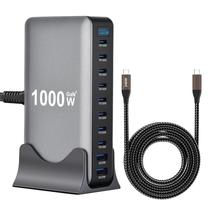 Estação de carregamento OHLOPL 1000W com 10 portas GaN 4 e cabo Estação de carregamento OHLOPL 1000W com 10 portas GaN 4 e cabo