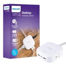Estação de carregamento Philips DLP3553W, cabo de 1,5 m, 2 tomadas, 3 USB