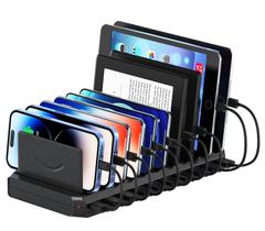 Estação de Carregamento USB QIUJIN 10 Portas 60W - Carregador para Vários Dispositivos