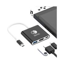 Estação De Docking 4K HDMI USB C 100W PD Adaptador 3 Em 1 Para MacBook, Switch, Celulares, Hub USB Estação De Docking 4K HDMI USB C 100W PD Adaptador 3 Em 1 Para MacBook, Switch, Celulares, Hub USB