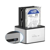 Estação De Docking Dual Bay Para HDD E SSD, Adaptador USB 3.0 Para Clonagem Offline De Discos De 2.5