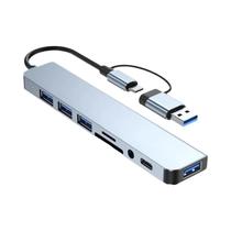 Estação De Docking USB Tipo C 8 Em 2 Com Conector De Áudio De 3,5mm E Leitor De Cartão Micro SD Para