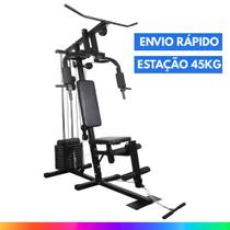 Estação de Musculação 45kg Eagle Force Academia em Casa Multi Exercícios Completa